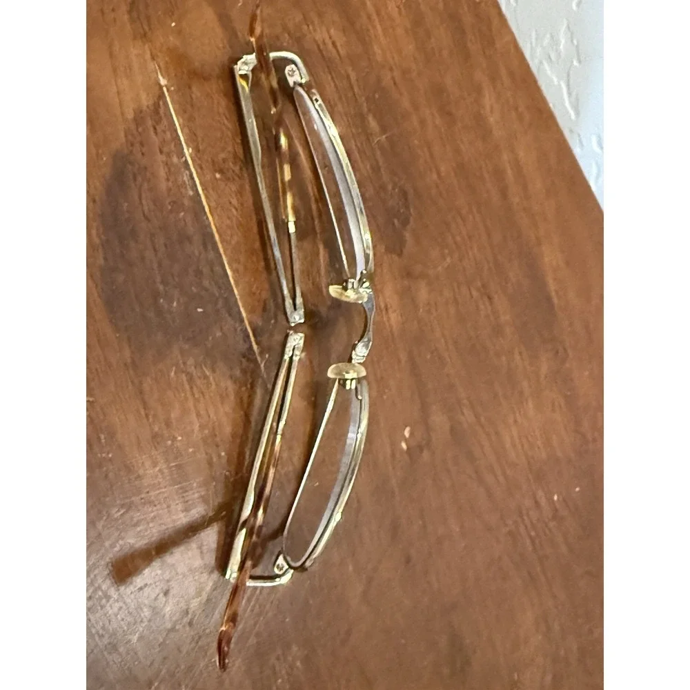 Vintage Retro Folding Glasses Frames Only Gold Metal Collapsible Temples